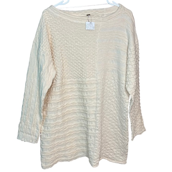 Free People Extra Textured Crème Pull Over Sweater Women’s Size Small New - Picture 11 of 12